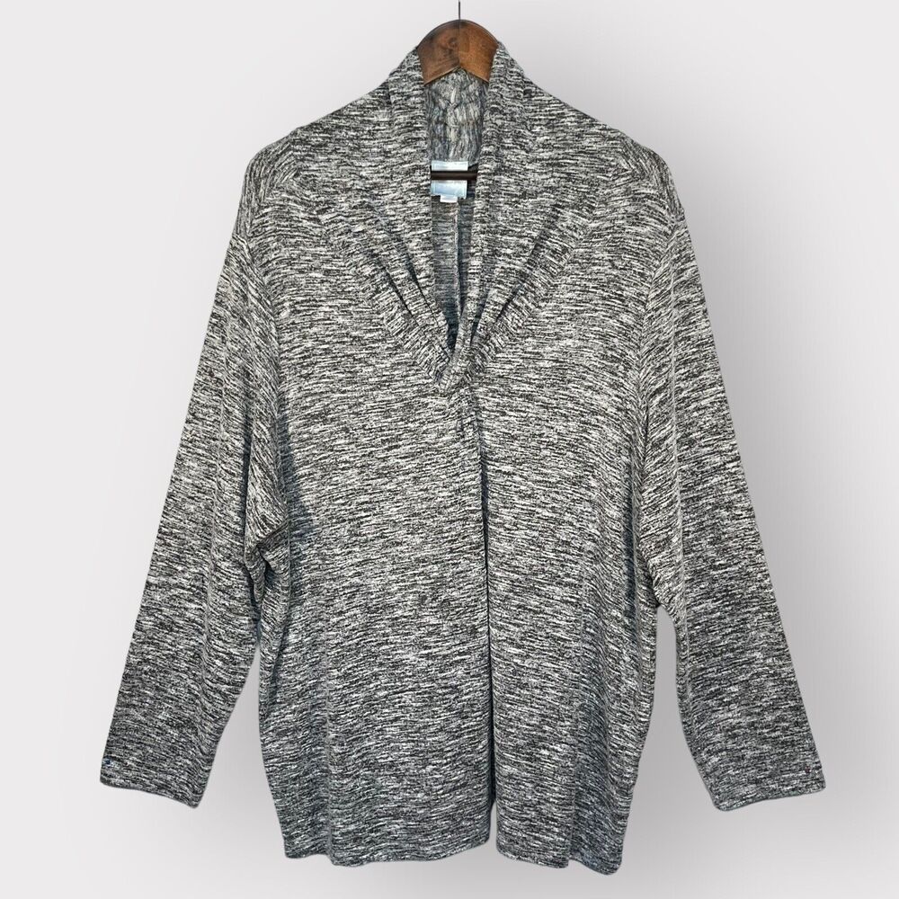 Sunday Pullover Sweater Women 3X Gray Space Dye Knit Knot V-Neckline Stretch P65